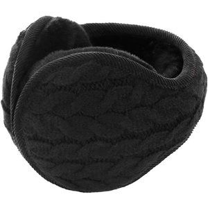Unisex A-black Warm Knit Cashmere Adjustable Wrap Outdoor Fur Earwarmer